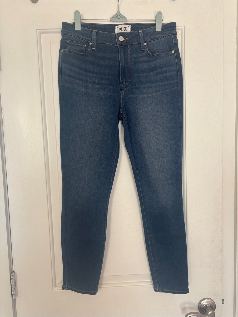 Paige Hoxton Crop Dark Wash Skinny Jeans, 28 - Picture 2 of 8